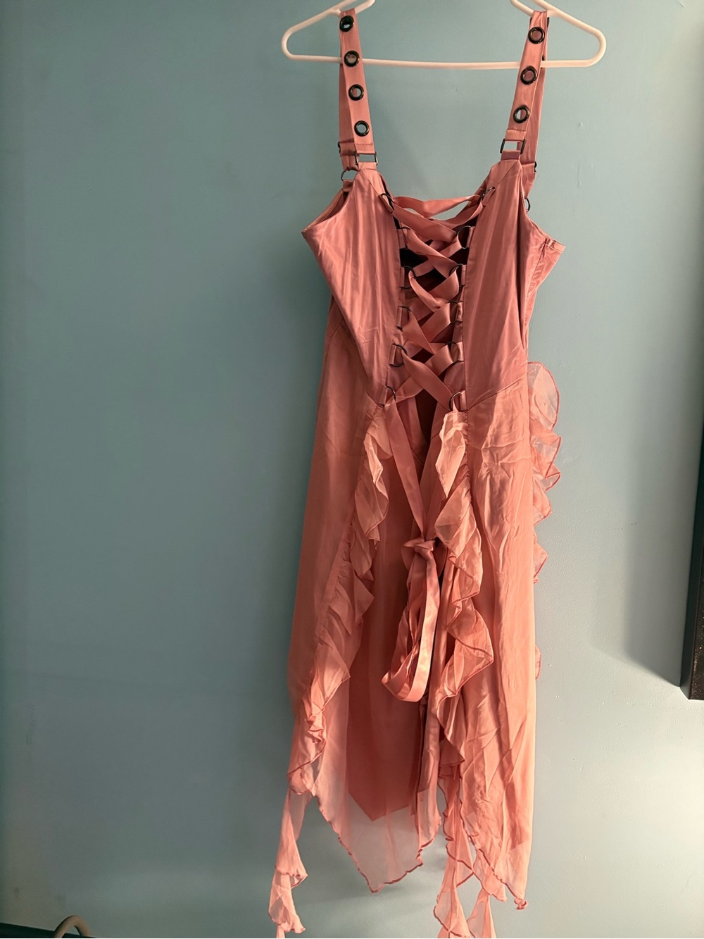 Current Mood Rose Pink Lace-Up Satin Dress